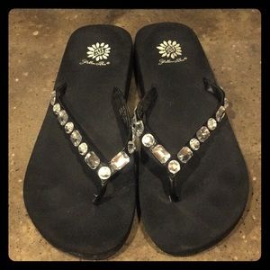 Yellow Box flip flops thongs crystal studded